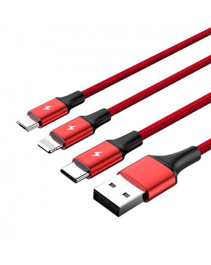 UNITEK C4049RD USB cable 1.2 m USB A USB C/Micro-USB B/Lightning Red