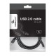 Gembird USB-A/USB-C, 1m USB cable USB 2.0 USB A USB C Black