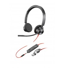 HP Poly Blackwire 3325 Stereo USB-C Headset +3.5mm Plug +USB-C/A Adapter