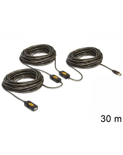 DeLOCK 30m, USB2.0 - USB2.0 USB cable USB A Black