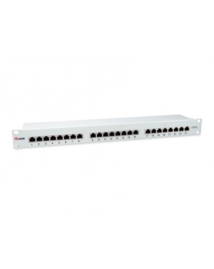 Equip 24-Port Cat.6 Shielded Patch Panel, Light Grey