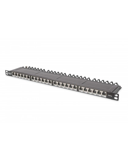 DIGITUS Patchpanel 0,5HE 24-Port Cat6a geschirmt schwarz