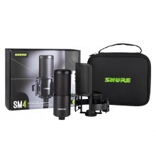 Shure SM4-K-KIT - condenser microphone, externally polarised, handle, popfilter, case