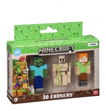 MINECRAFT 3D ERASERS - 3 PACK VER.C