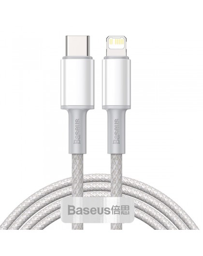 USB-C to Lightning Baseus High Density Braided Cable, 20W, PD, 2m (white)