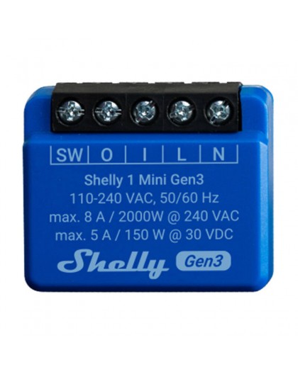 Shelly 1 Mini Gen3 Controller, WiFi/Bluetooth