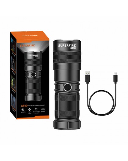 Superfire GT60 flashlight - 2600 lm, 2 modes, USB-C