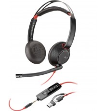 HP Poly Blackwire 5220 Stereo USB-C Headset +3.5mm Plug +USB-C/A Adapter (Bulk)