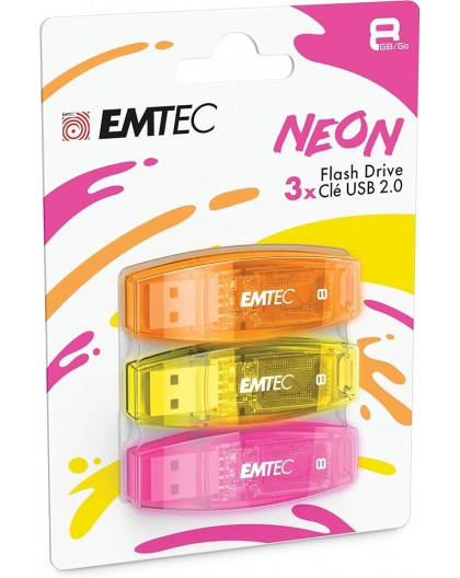 Emtec USB2.0 C410 8GB Neon 3 pcs