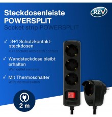 REV MultipleSocketOutlet 3+1fold 2m + switch, white, Powersplit