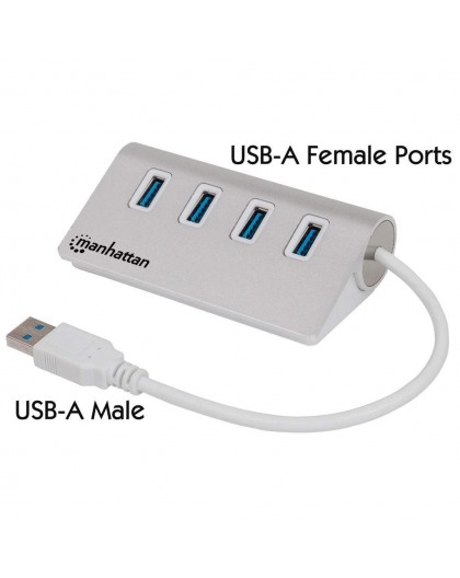 MANHATTAN Hub 4-Port 4xUSB3.0 Alu Strāvas: USB