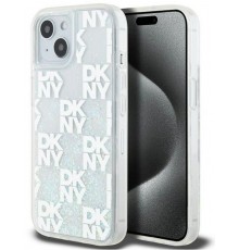 Apple iPhone 15 hardcase Liquid Glitter Multilogo White