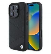 BMW Sign Leather Crossing Lines Pattern Back Case for Apple iPhone 16 Pro Max