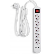 Fuj:tech 7-outlet extension cord, 1.5 m, white