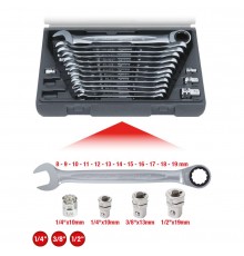 KS Tools GEARplus Ratchet Ring Spanner-Set 503.4266