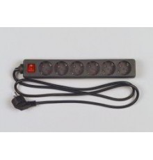 REV Socket line 6-fold 1,4 m w. switch black