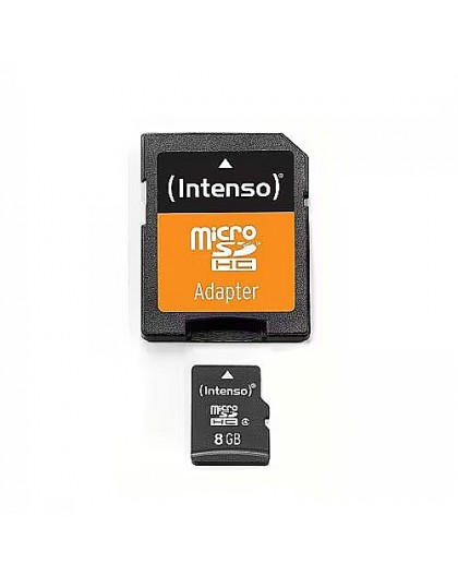 KORTELĖ 8GB Intenso MicroSDHC 21MB/s +Adapteris