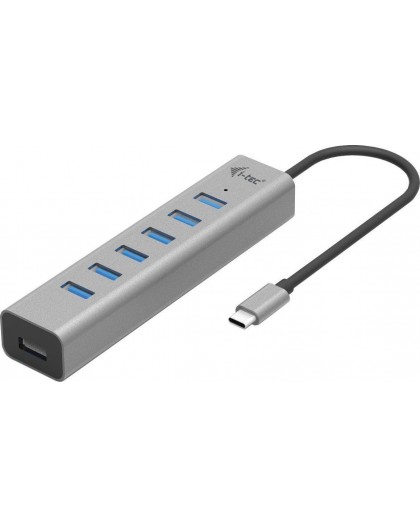 I-TEC USB-C įkrovimo metalinis HUB 7 prievadai be maitinimo adapterio