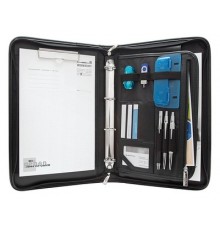 WEDO Writing Case, leather/fabric combination, zipper