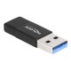 Delock USB 3.2 Gen 2 Active Adapter USB-A to USB-C Socket Black