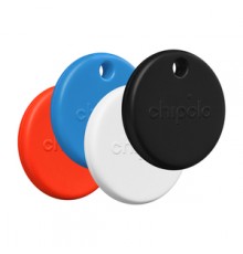 Chipolo POP – Bluetooth Tracker with Replaceable Battery for iOS & Android, 4-pack - Black, White, Red, Blue