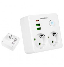 Blow Splitter R-20 PR 2 OUTLETS + 2 USB + USB-C, black