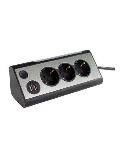 REV LIGHT SOCKET 3-way socket + 2x USB