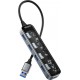 Deltaco USB-A hub, 4x USB-A, 5 Gbps, läbipaistev