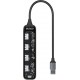 Deltaco USB-A hub, 4x USB-A, 5 Gbps, caurspīdīgs