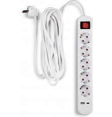 Fuj:tech 7-way extension cord, 5 m, white