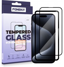 FoneKit Full Cover - apsauginis stiklas, iPhone 15 Pro Max