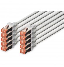 DIGITUS CAT 6 S/FTP Patching Kabel, 10 vnt., 3 m, pilkas