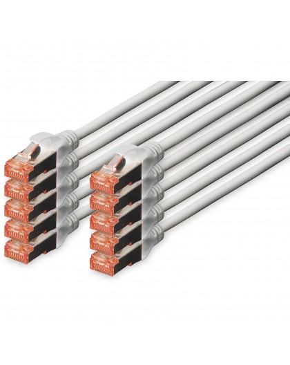 DIGITUS CAT 6 S/FTP Patching Kabel, 10 vnt., 3 m, pilkas