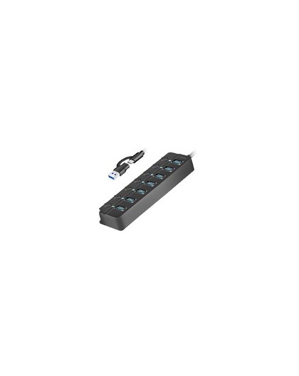 LogiLink HUB 4xUSB-A, Gen1, 4x ON/OFF, black