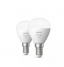 Philips Hue White smart bulb, E14, round, 470 lm, 2 pcs