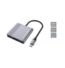 CONCEPTRONIC 4-1 Dock USB-C-2xHDMI/USB-A/100WPD 25cm pilkas