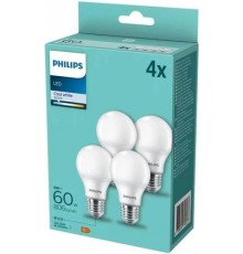 Philips LED Lamp E27 4-Pack 60W 4000K