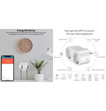 TUYA Smart Wi-Fi Socket, Two Outlets, EU