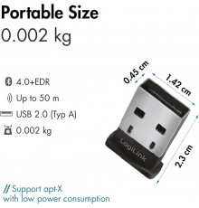 LogiLink Bluetooth 5.0 Adapter USB 2.0 10m Range Black