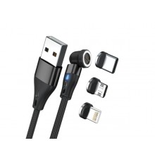 Realpower USB-A - USB-C + microUSB + Lightning Cable 2 m Black (439643)