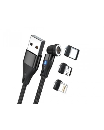 Realpower USB-A - USB-C + microUSB + Lightning Cable 2 m Black (439643)