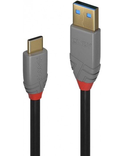 LINDY USB 3.1 Type A/C Cable 5A PD Anthra Line M/M 1.5m