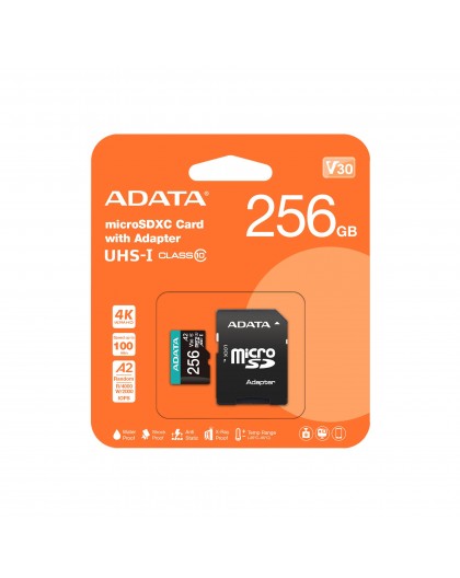 MEMORY MICRO SDXC 256GB W/AD./AUSDX256GUI3V30SA2-RA1 ADATA