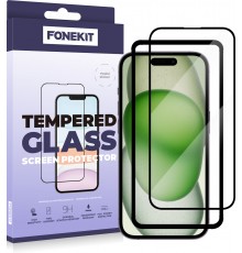 FoneKit Full Cover - apsauginis stiklas, iPhone 15 Plus