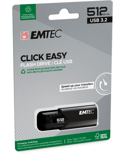 STICK Emtec USB3.2 Click Easy B110 512GB Melns