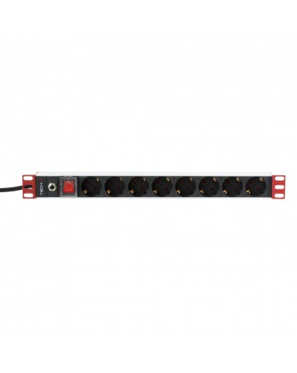 Techly Rack 19" Power Strip 8 Outlets Schuko Plug