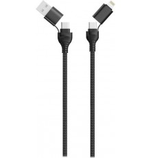 2GO USB / Type C Charging Cable 4 in 1 USB A, Lightning 1.2m black