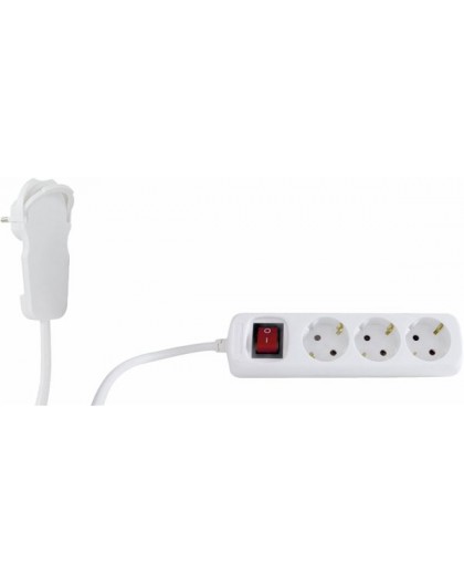 REV Multiple Socket Outlet 2m 3-way Flat Plug with Switch White