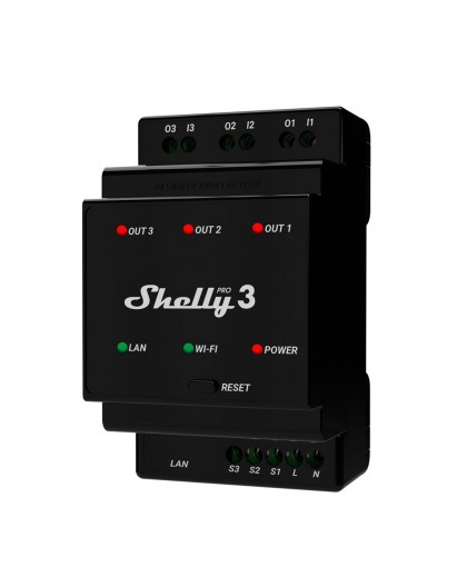 Shelly Pro 3 electrical relay Black