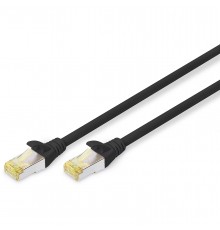 DIGITUS CAT 6A S/FTP Pārlikšanas kabelis, 0,25m, melns